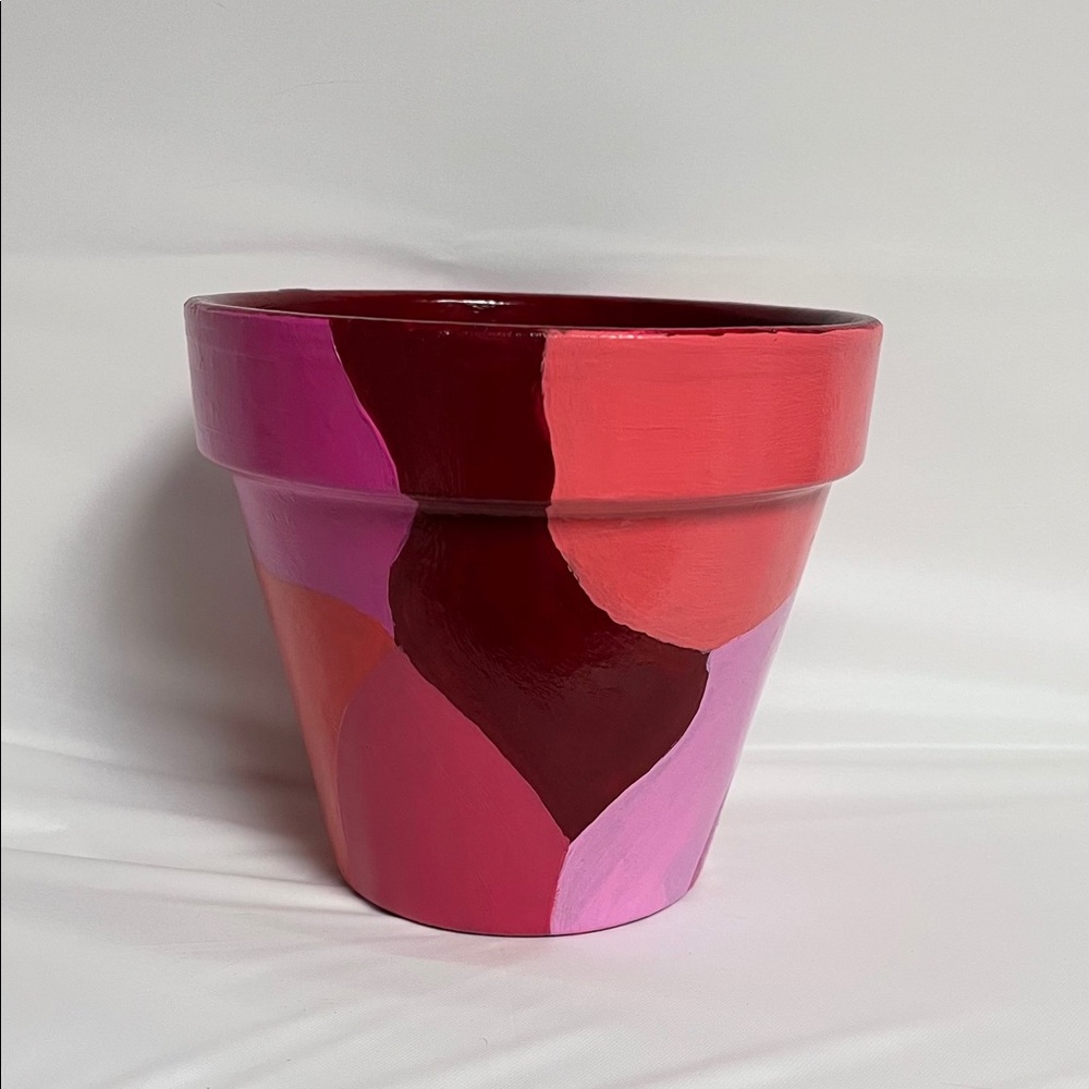 Hand painted decorative clay pot- 6”.